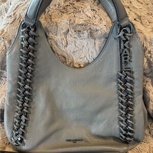 Karl Lagerfeld Gaelle Gray Chain Accent Shoulder Bag